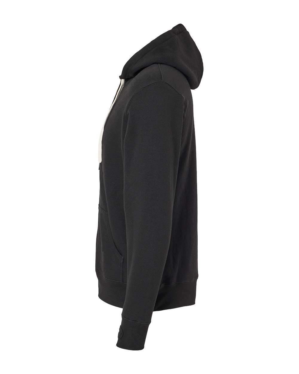 Left View of Black Sherpa-Lined Hooded Sweatshirt - EXP90SHZ