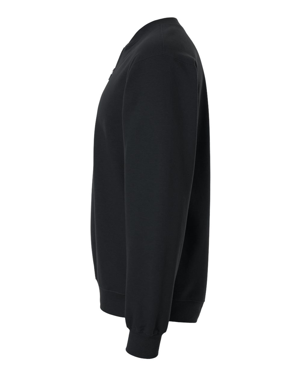 Left View of Black Softstyle® Midweight 1/4 Zip Sweatshirt - SF008