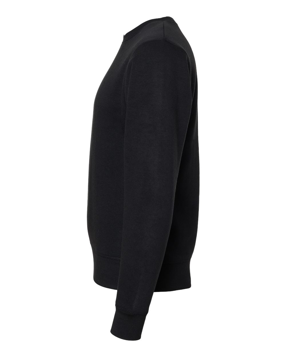 Left View of Black Solid Triblend Fleece Crewneck Sweatshirt - 8870