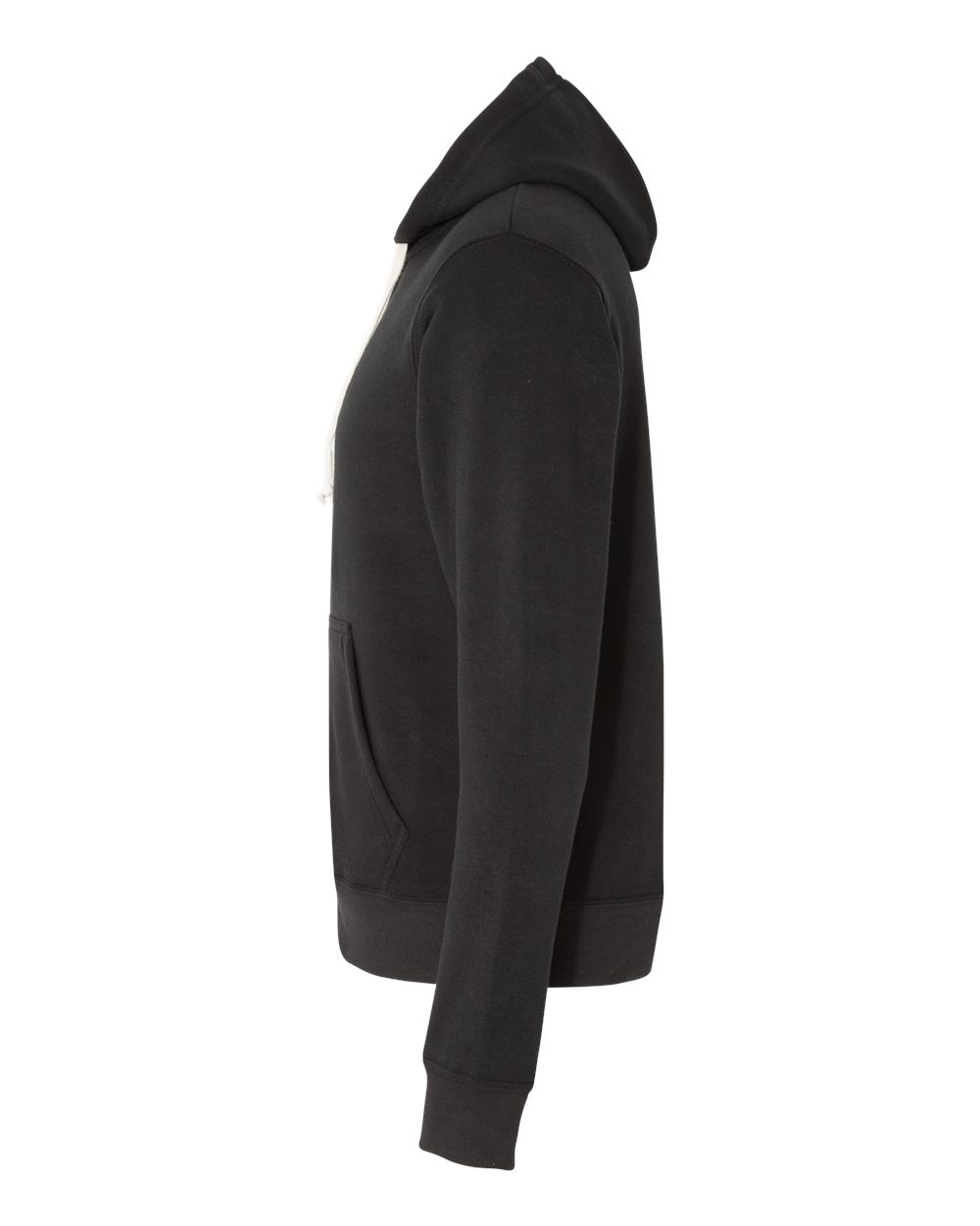 Left View of Black Solid Triblend Full-Zip Hooded Sweatshirt - 8872