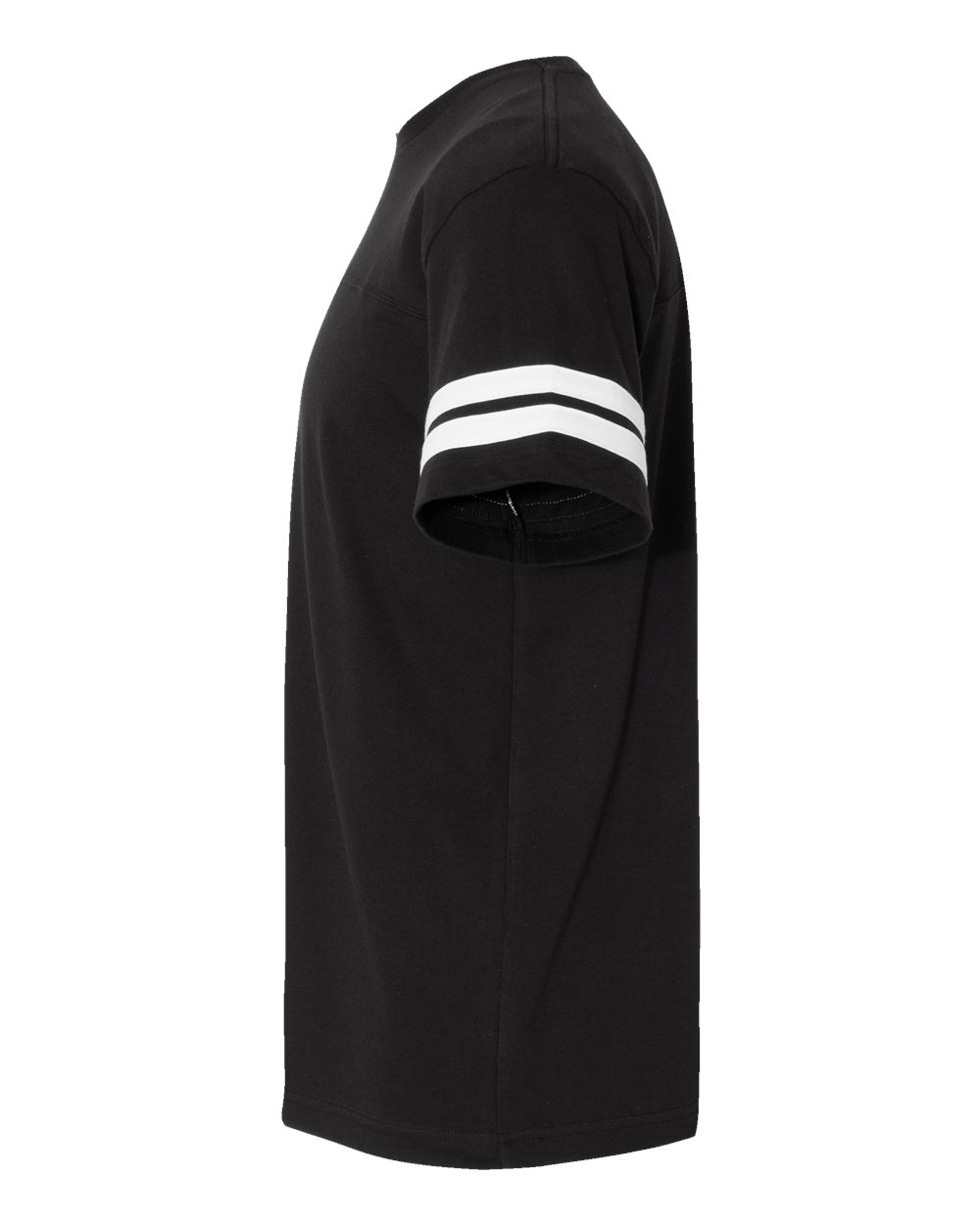 Left View of Black Solid/ White Football Fine Jersey Tee - 6937
