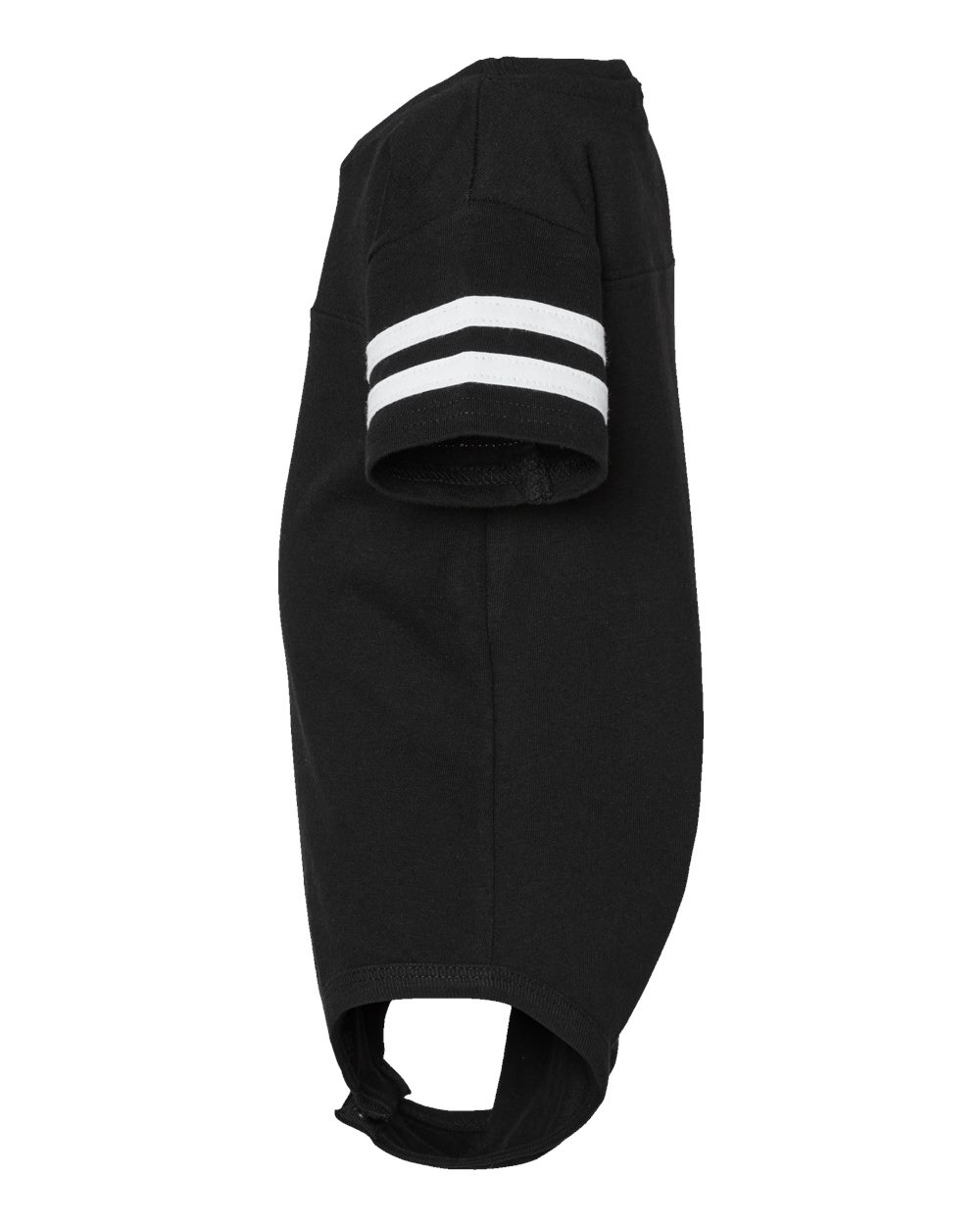 Left View of Black Solid/ White Infant Football Fine Jersey Bodysuit - 4437