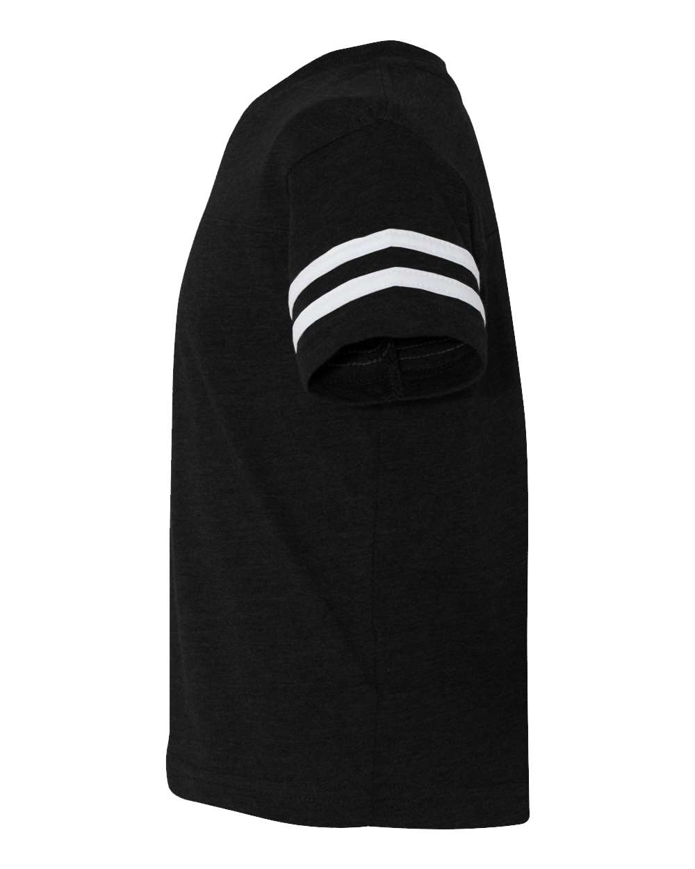 Left View of Black Solid/ White Toddler Football Fine Jersey Tee - 3037