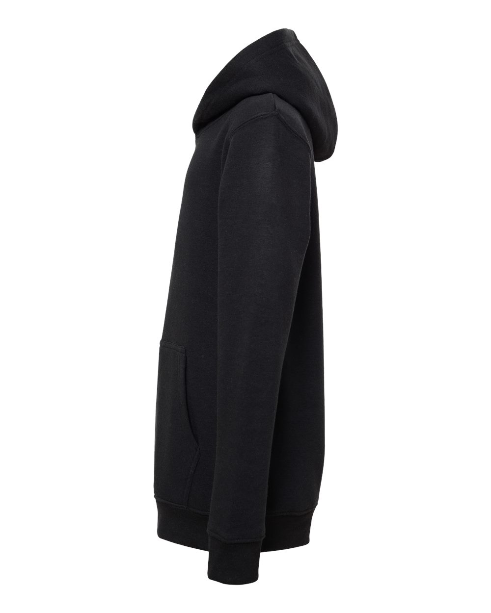Left View of Black Solid Youth Triblend Fleece Hooded Sweatshirt - 8880