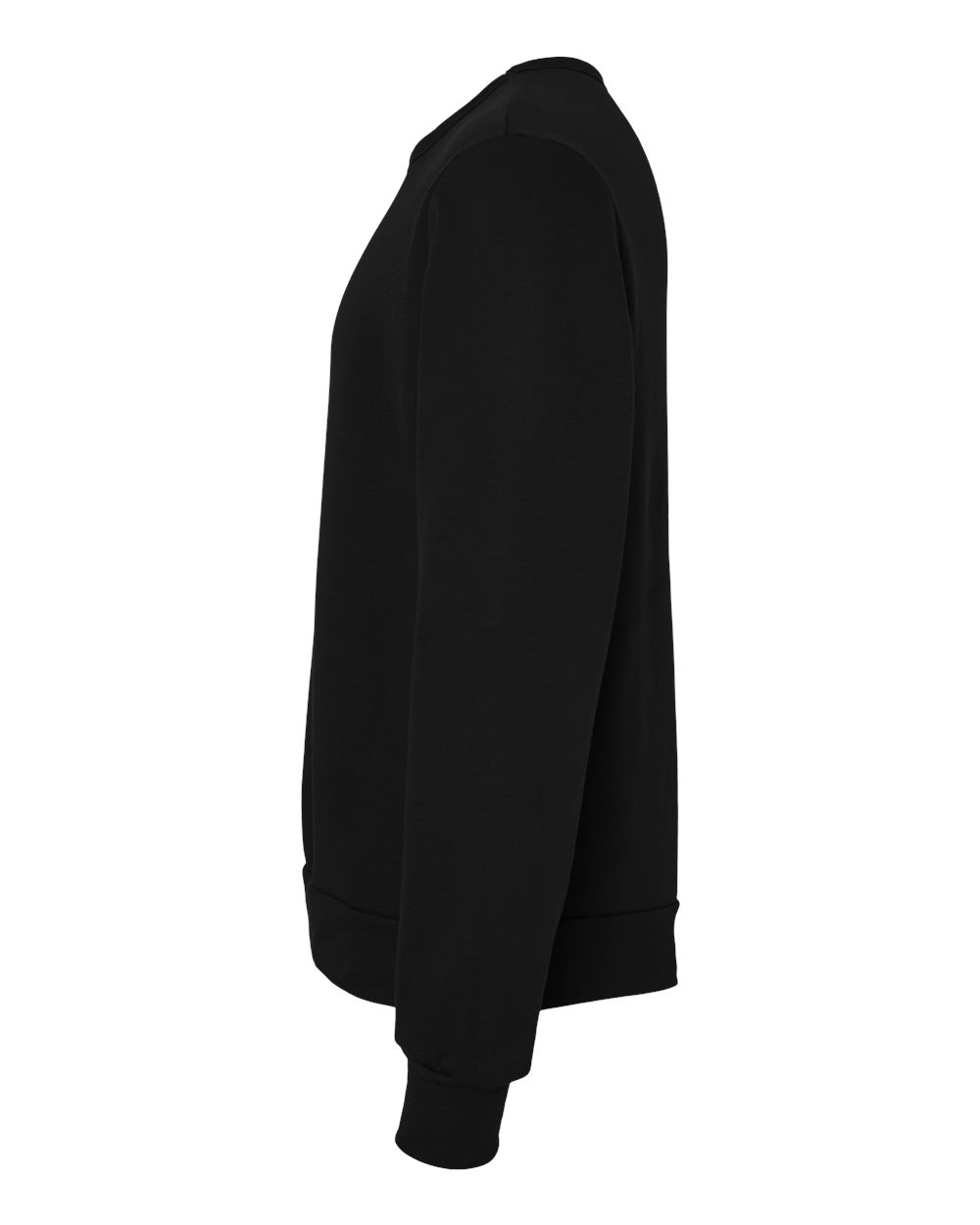 Left View of Black Sponge Fleece Classic Crewneck Sweatshirt - 3911