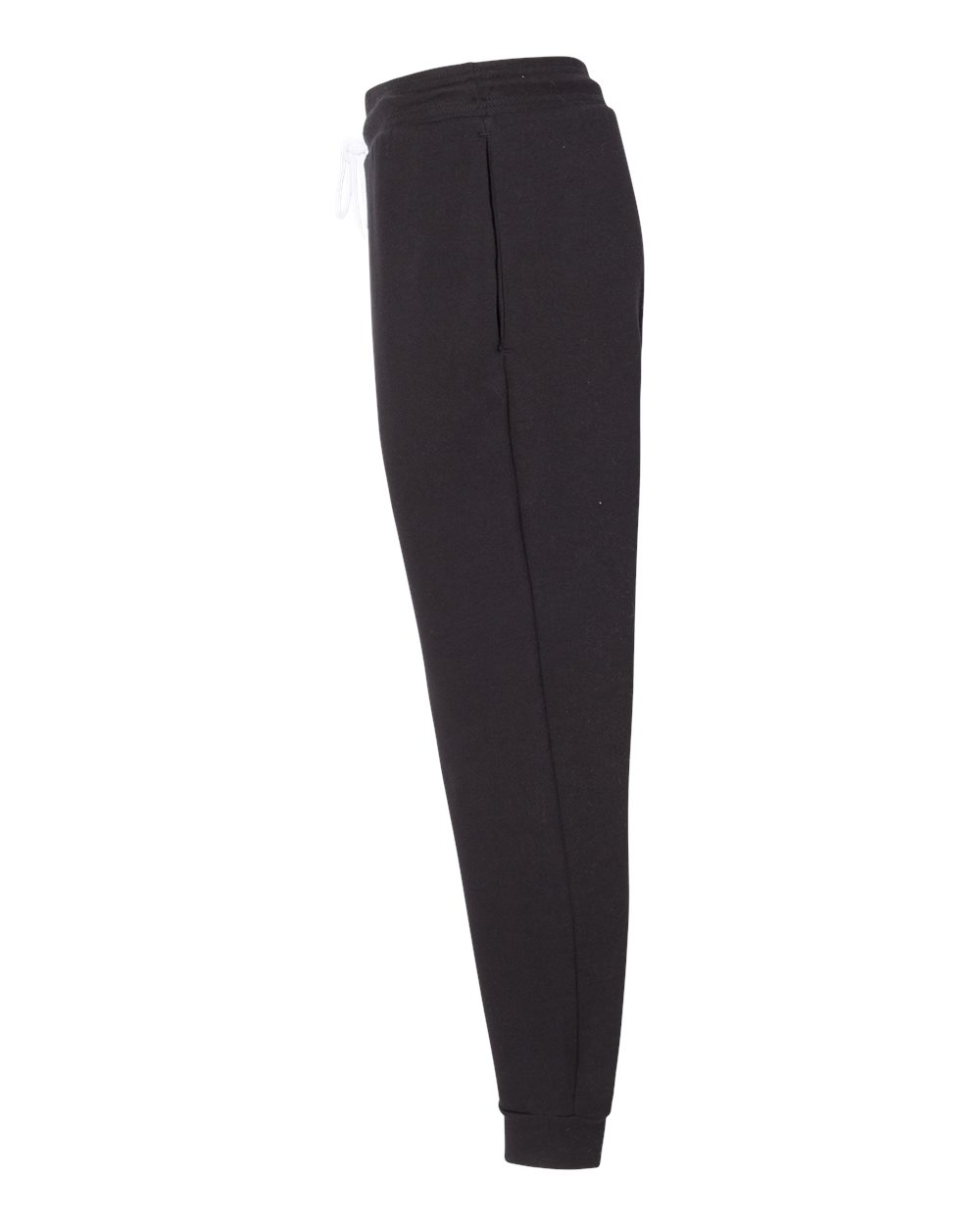 Left View of Black Sponge Fleece Jogger Sweatpants - 3727