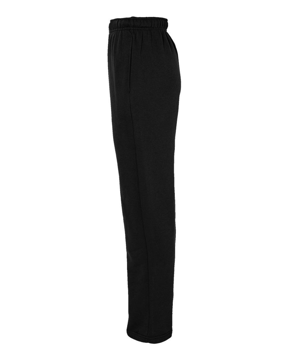 Left View of Black Sponge Fleece Straight Leg Sweatpants - 3725
