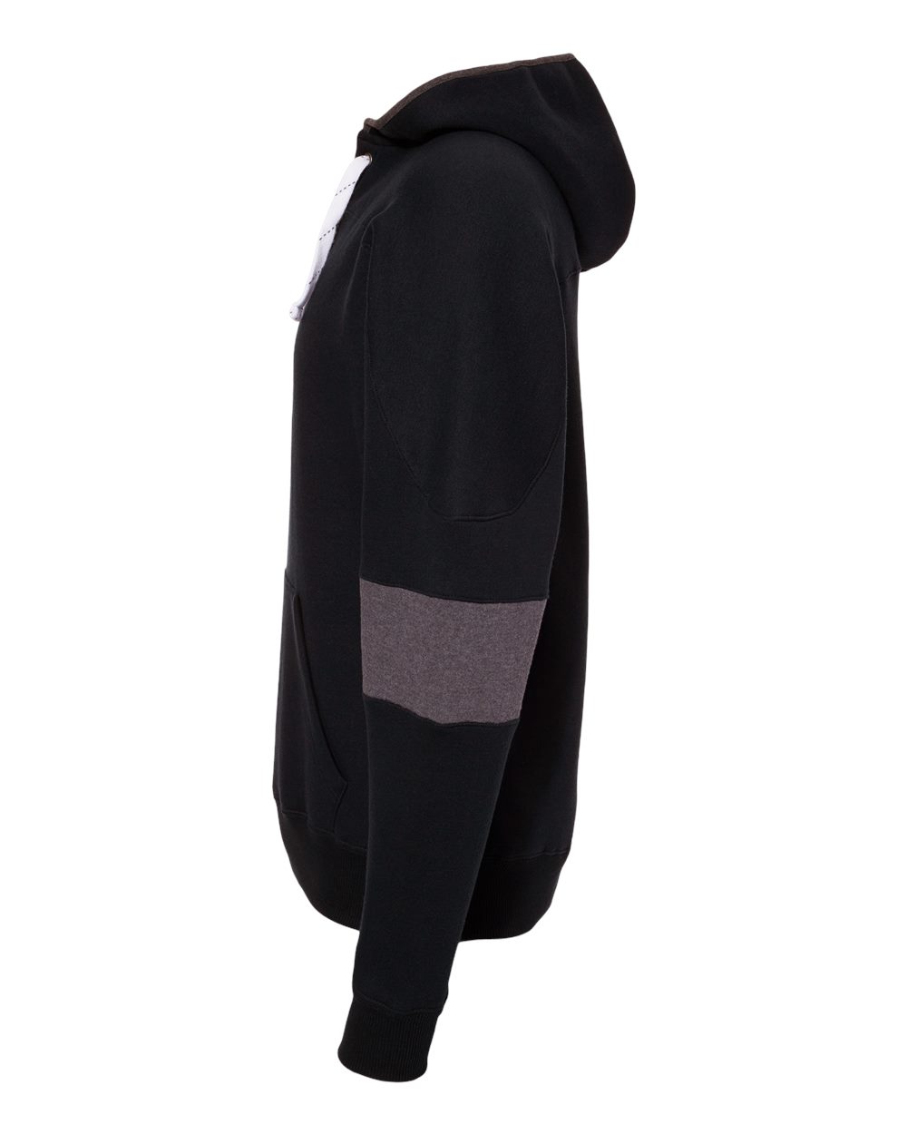 Left View of Black Sport Lace Colorblocked Fleece Hooded Sweatshirt - 8832