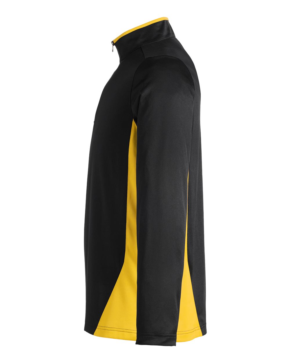 Left View of Black/ Sunray Yellow Men's Flash Snag Protection Plus IL Colorblock Quarter-Zip Pullover - M786
