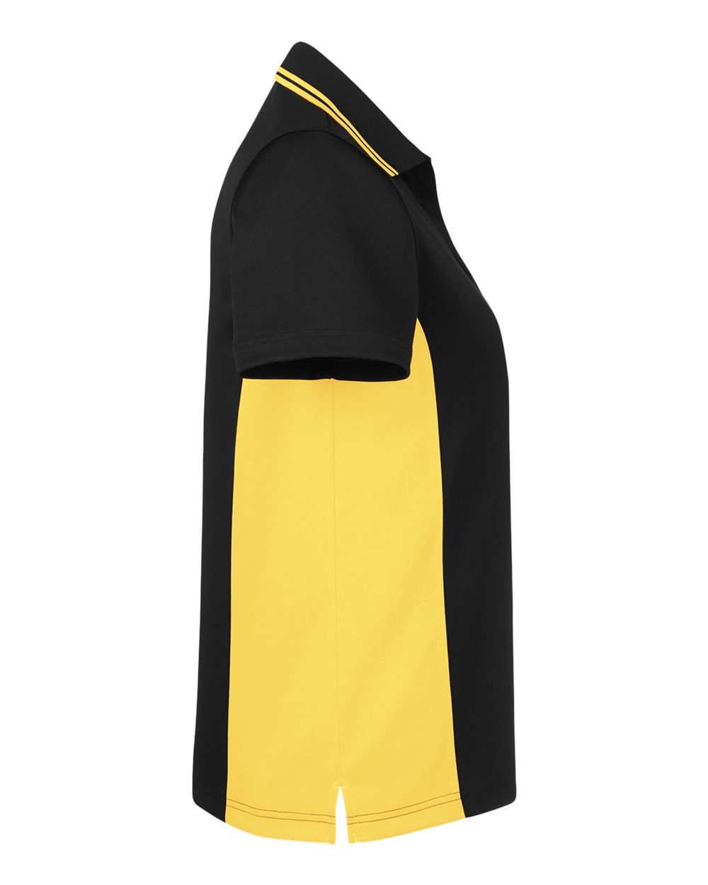 Left View of Black/ Sunray Yellow Women's Flash Snag Protection Plus IL Colorblock Polo - M386W