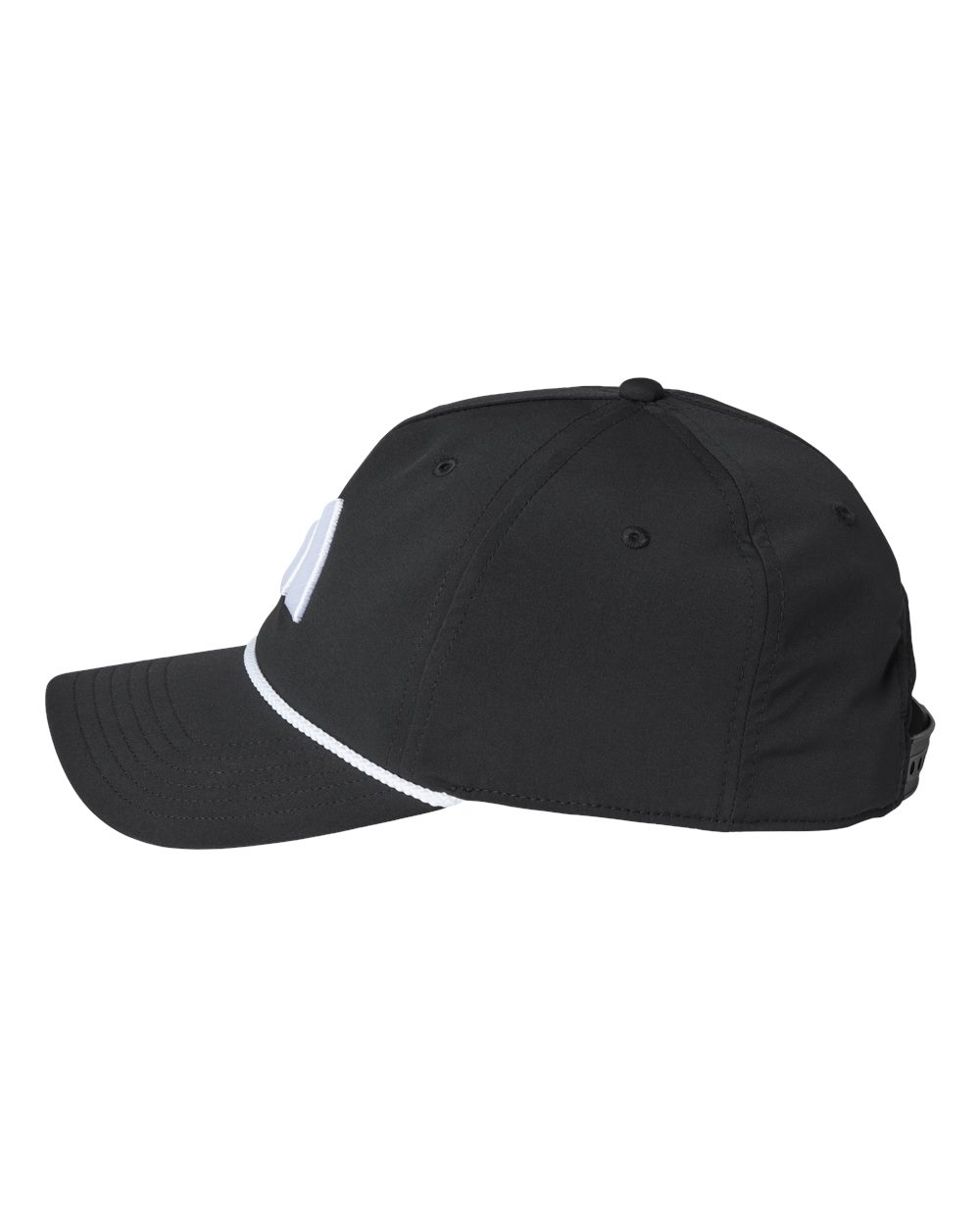 Left View of Black Sustainable Five-Panel Tour Cap - A3001S