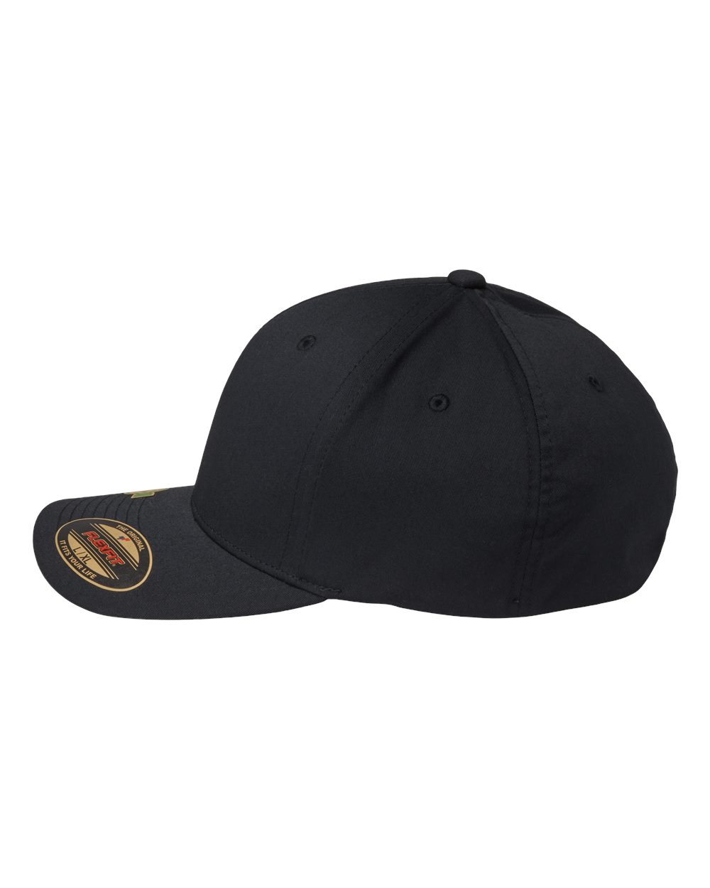 Left View of Black Sustainable Polyester Cap - 6277R