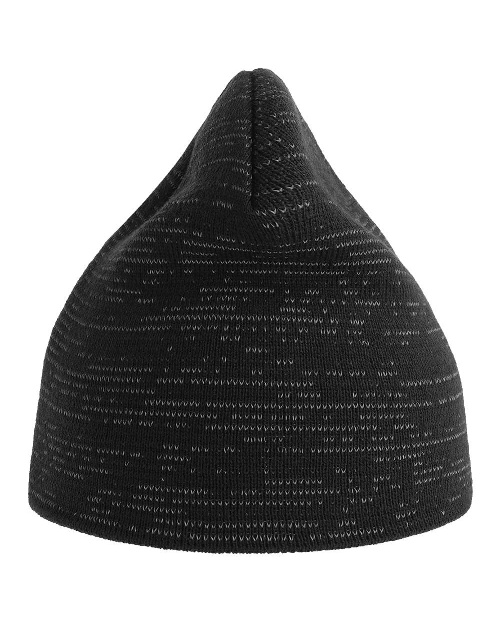 Left View of Black Sustainable Reflective Beanie - SHINE