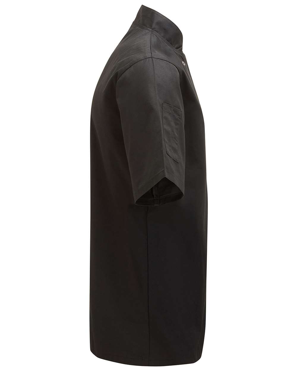 Left View of Black Ten Studded Front Chef Short Sleeve Coat - RP664