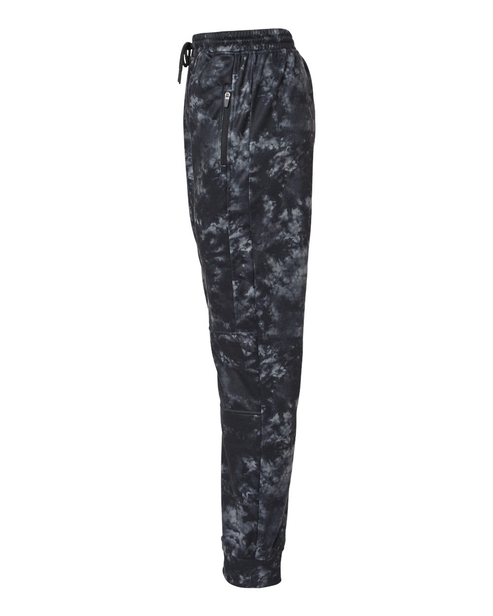 Left View of Black Tie Dye Performance Fleece Joggers - 8801