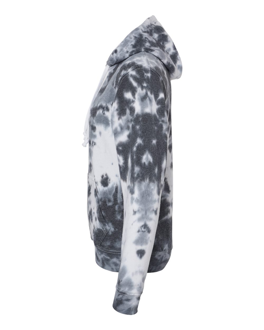 Left View of Black Tie Dye Tie-Dyed Fleece Hooded Sweatshirt - 8861
