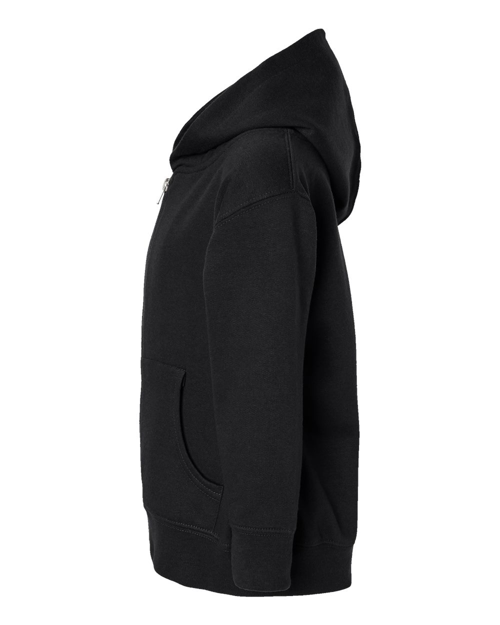 Left View of Black Toddler Full-Zip Fleece Hoodie - 3346