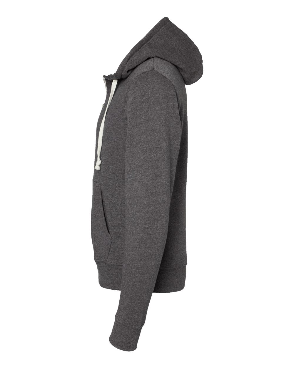 Left View of Black Triblend Triblend Full-Zip Hooded Sweatshirt - 8872