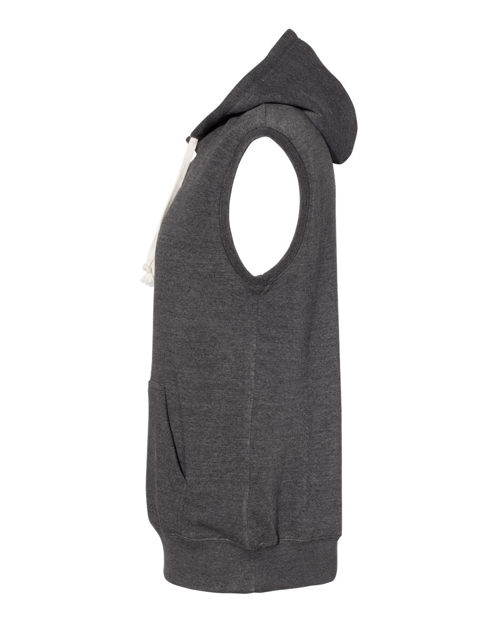 Left View of Black Triblend Triblend Sleeveless Hooded Sweatshirt - 8877