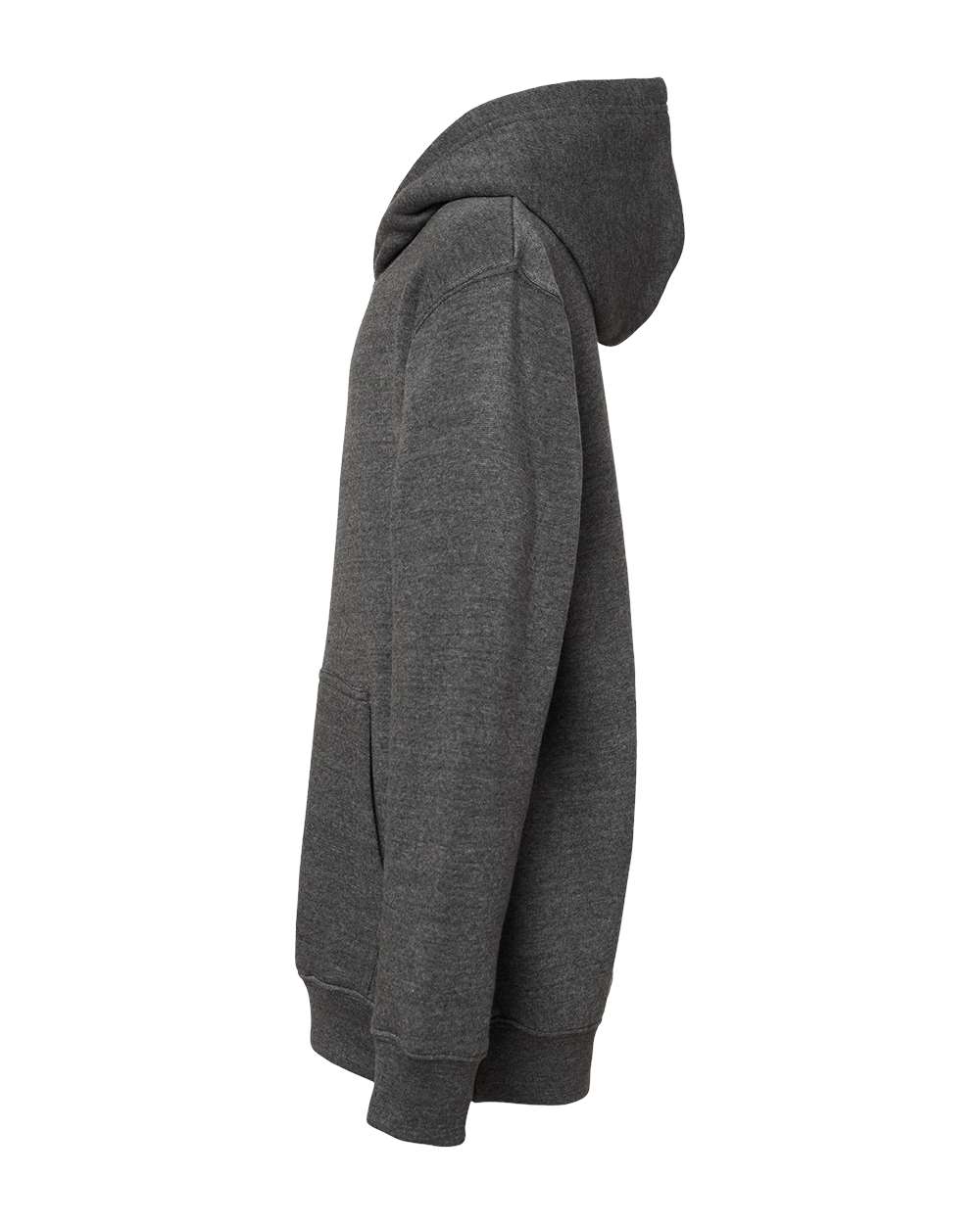 Left View of Black Triblend Youth Triblend Fleece Hooded Sweatshirt - 8880