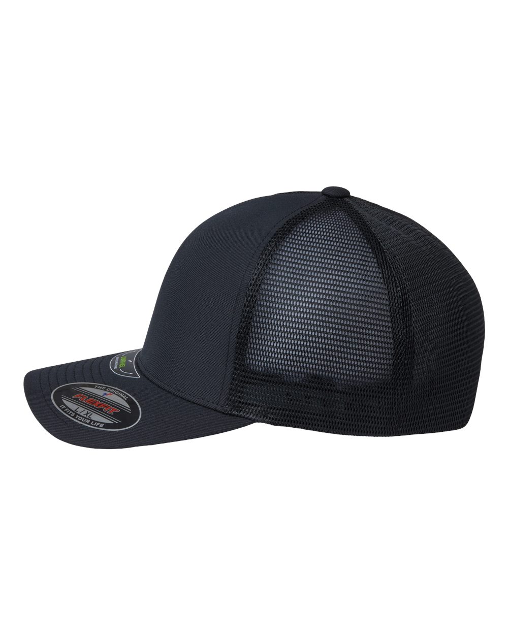 Left View of Black Unipanel™ Trucker Cap - 5511UP