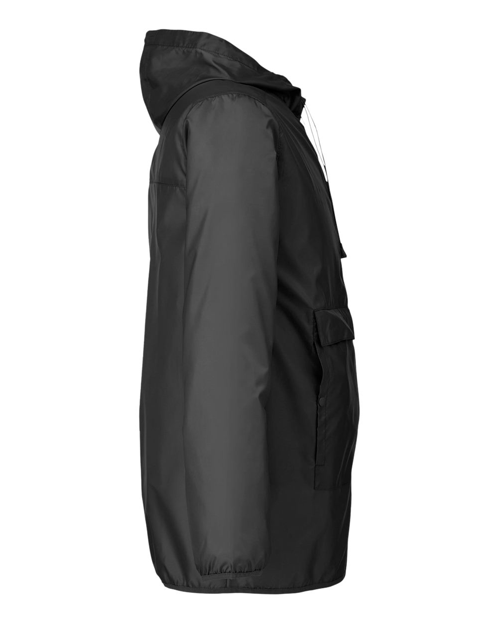 Left View of Black Unisex Zone Protect Packable Anorak Jacket - TT77