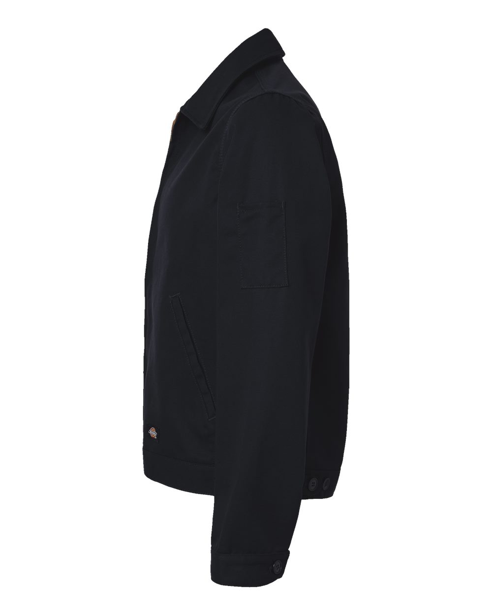 Left View of Black Unlined Industrial Eisenhower Jacket - JT78