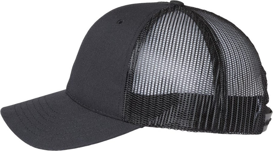 Left View of Black USA-Made Trucker Cap - USA100