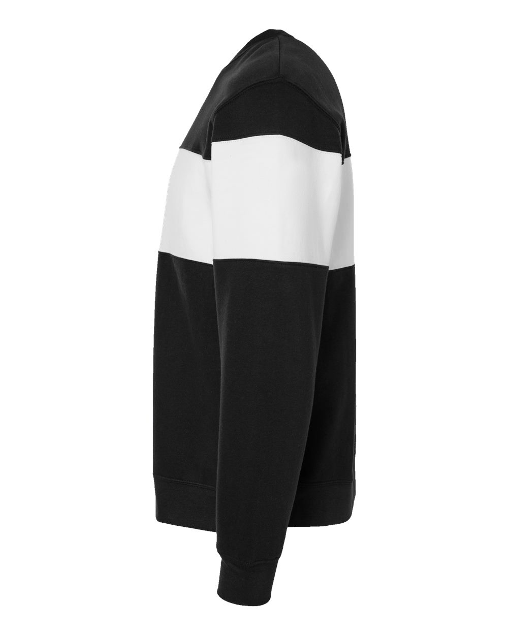 Left View of Black Varsity Fleece Crewneck Sweatshirt - 8646