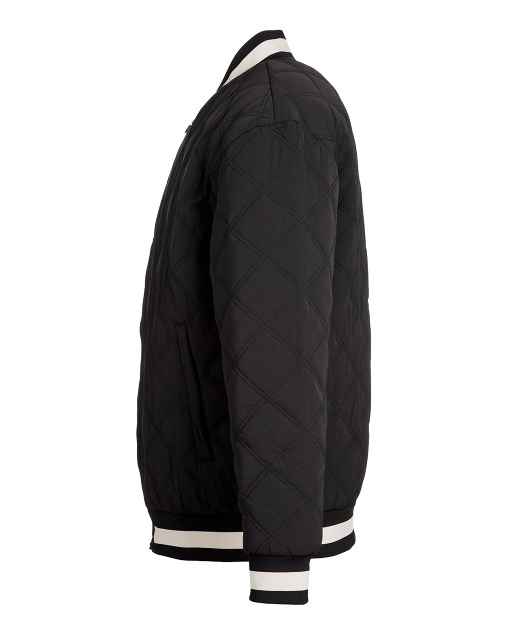 Left View of Black Varsity Jacket - MDP7026
