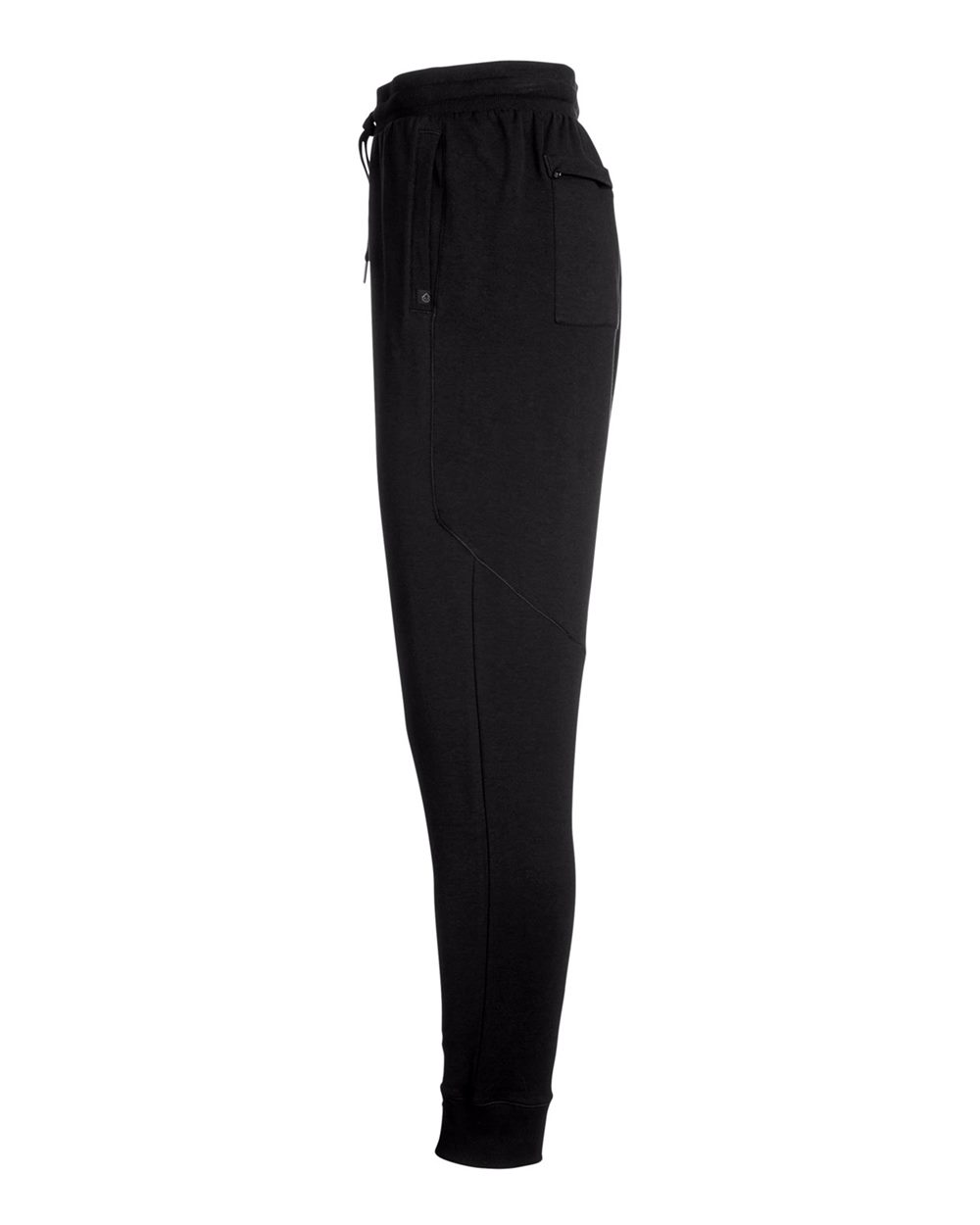 Rear View of Black Varsity Joggers - TM764