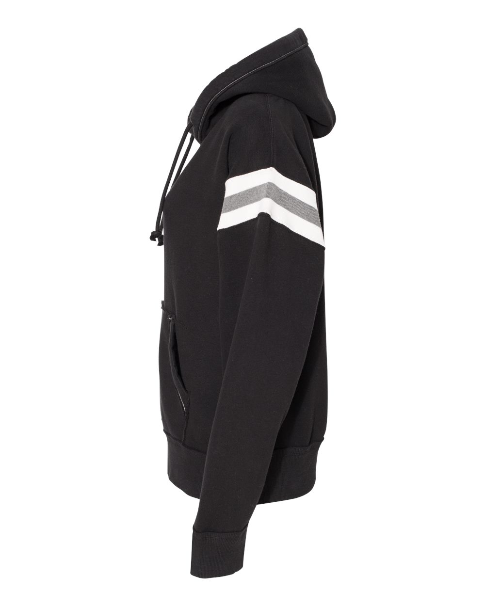Left View of Black Vintage Athletic Hooded Sweatshirt - 8847