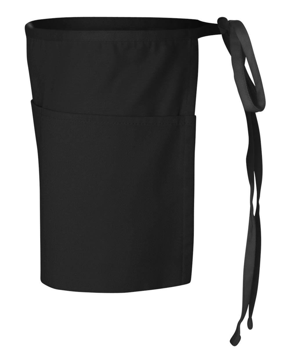 Left View of Black Waist Apron with Pockets - Q2115