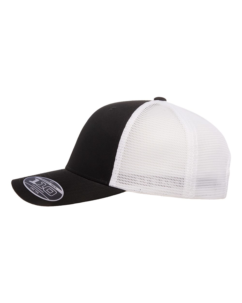 Left View of Black/ White 110® Mesh-Back Cap - 110M