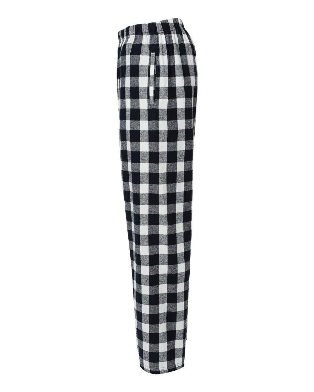 Left View of Black/ White Buffalo Plaid Harley Flannel Pants - BM6624