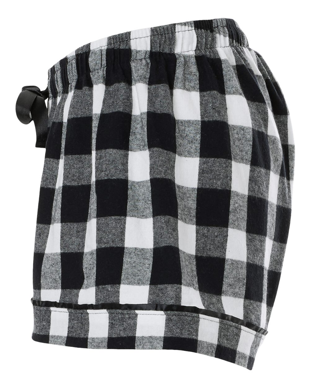 Left View of Black/ White Buffalo Plaid Women's Flannel Shorts - BW6501