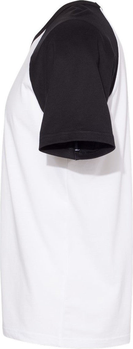 Left View of Black/ White Cotton Raglan T-Shirt - 3650