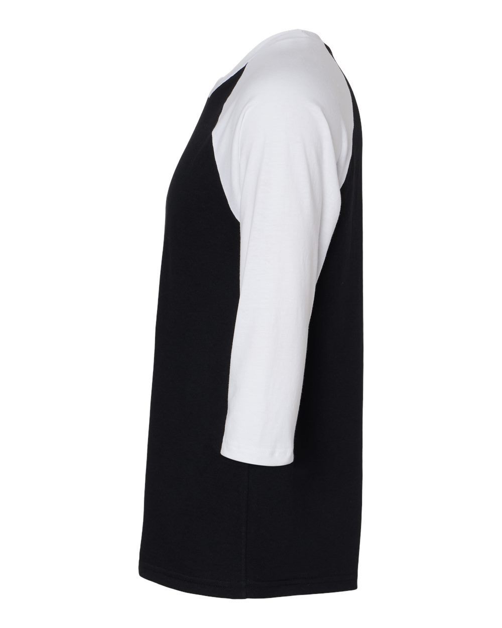 Left View of Black/ White CVC Three-Quarter Sleeve Tee - 2003CVC