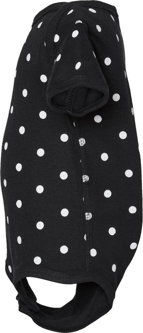Left View of Black/ White Dot Infant Baby Rib Bodysuit - 4400