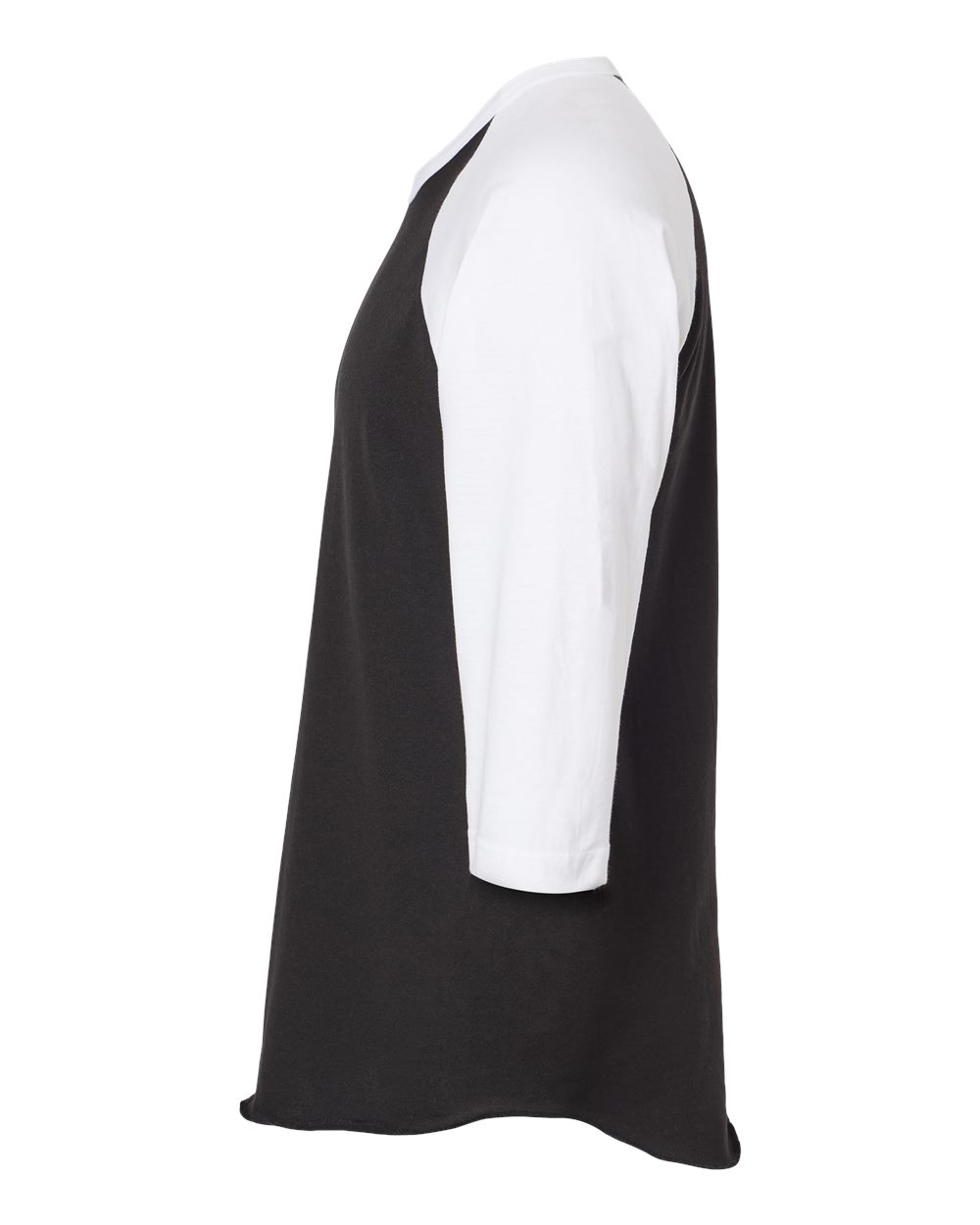 Left View of Black/ White Fine Jersey Raglan T-Shirt - 245