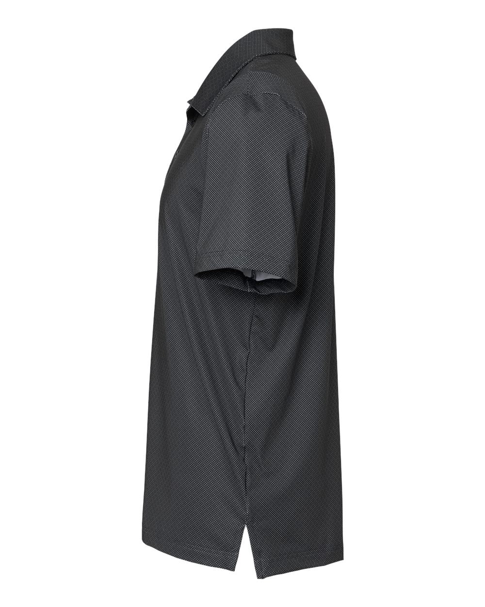 Left View of Black/ White/ Grey Three Diamond Dot Print Polo - A498