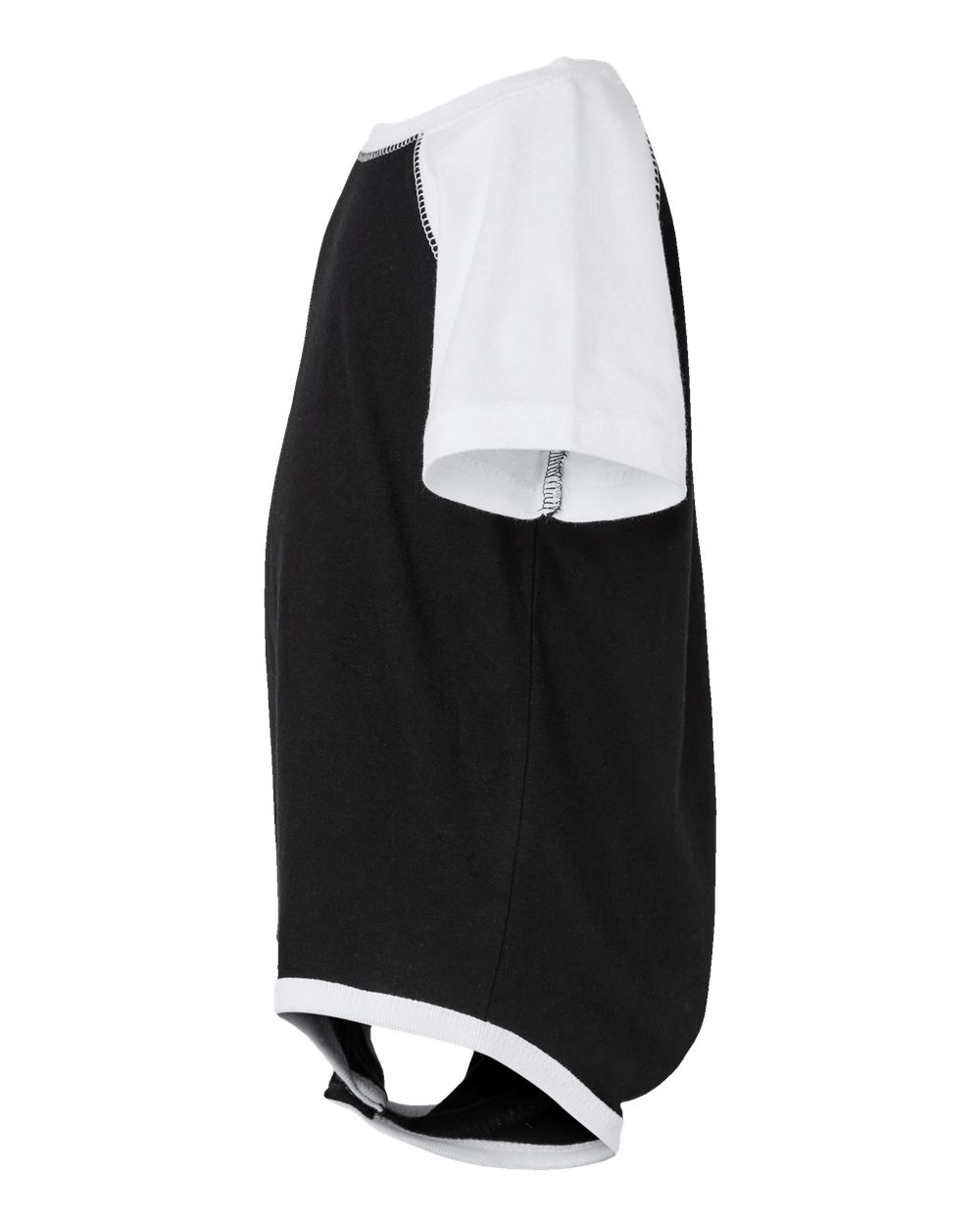Left View of Black/ White Infant Baseball Fine Jersey Bodysuit - 4430