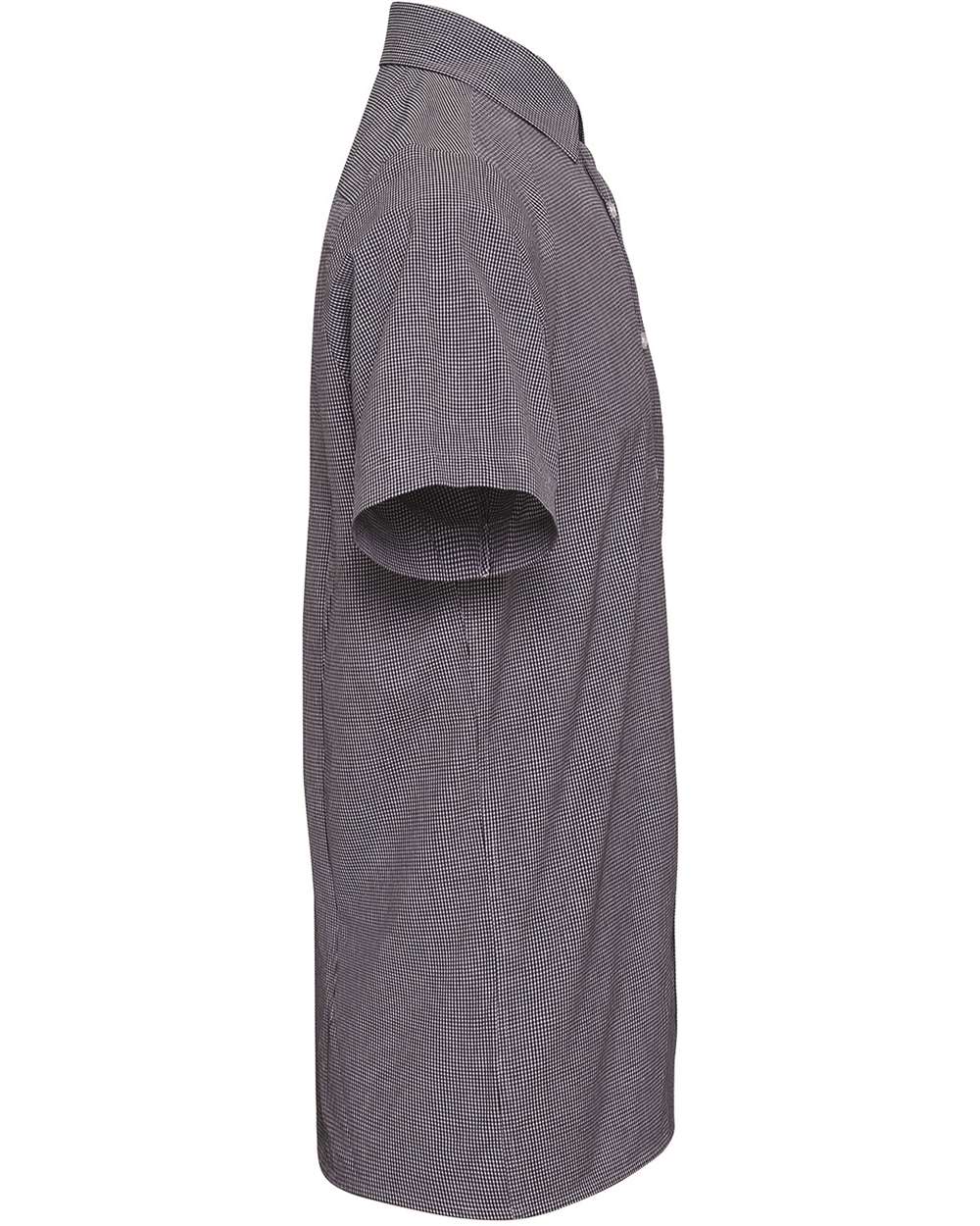 Left View of Black/ White Men's Microcheck Gingham Cotton Shirt - RP221