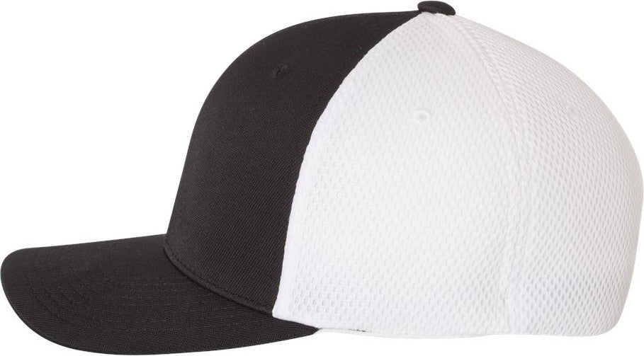 Left View of Black/ White Ultrafiber Mesh Cap - 6533