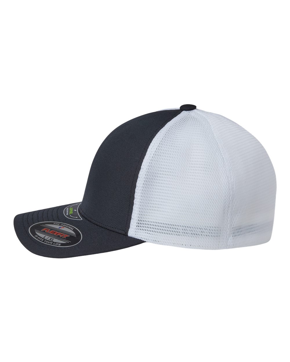 Left View of Black/ White Unipanel™ Trucker Cap - 5511UP