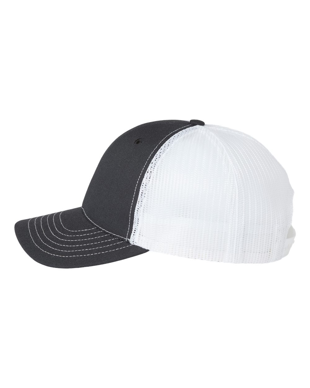 Left View of Black/ White USA-Made Trucker Cap - USA100