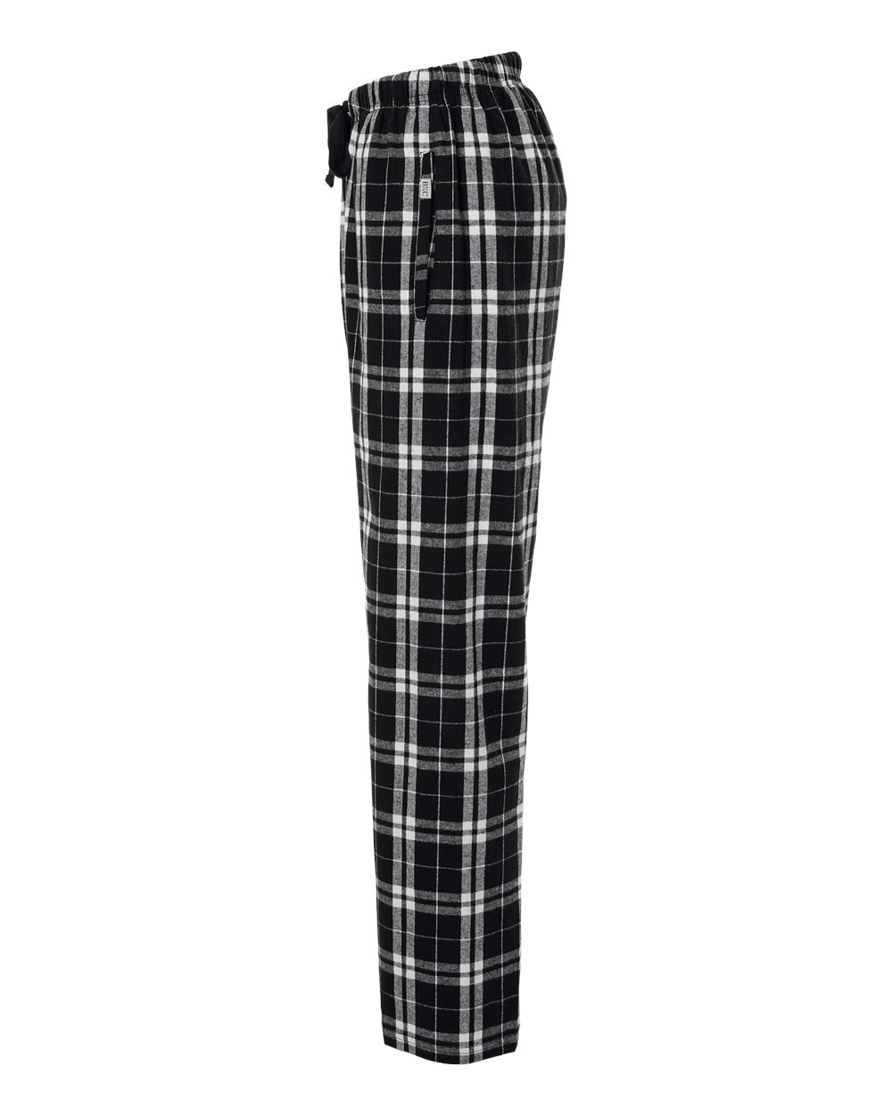 Left View of Black/ White Women's Haley Flannel Pants - BW6620
