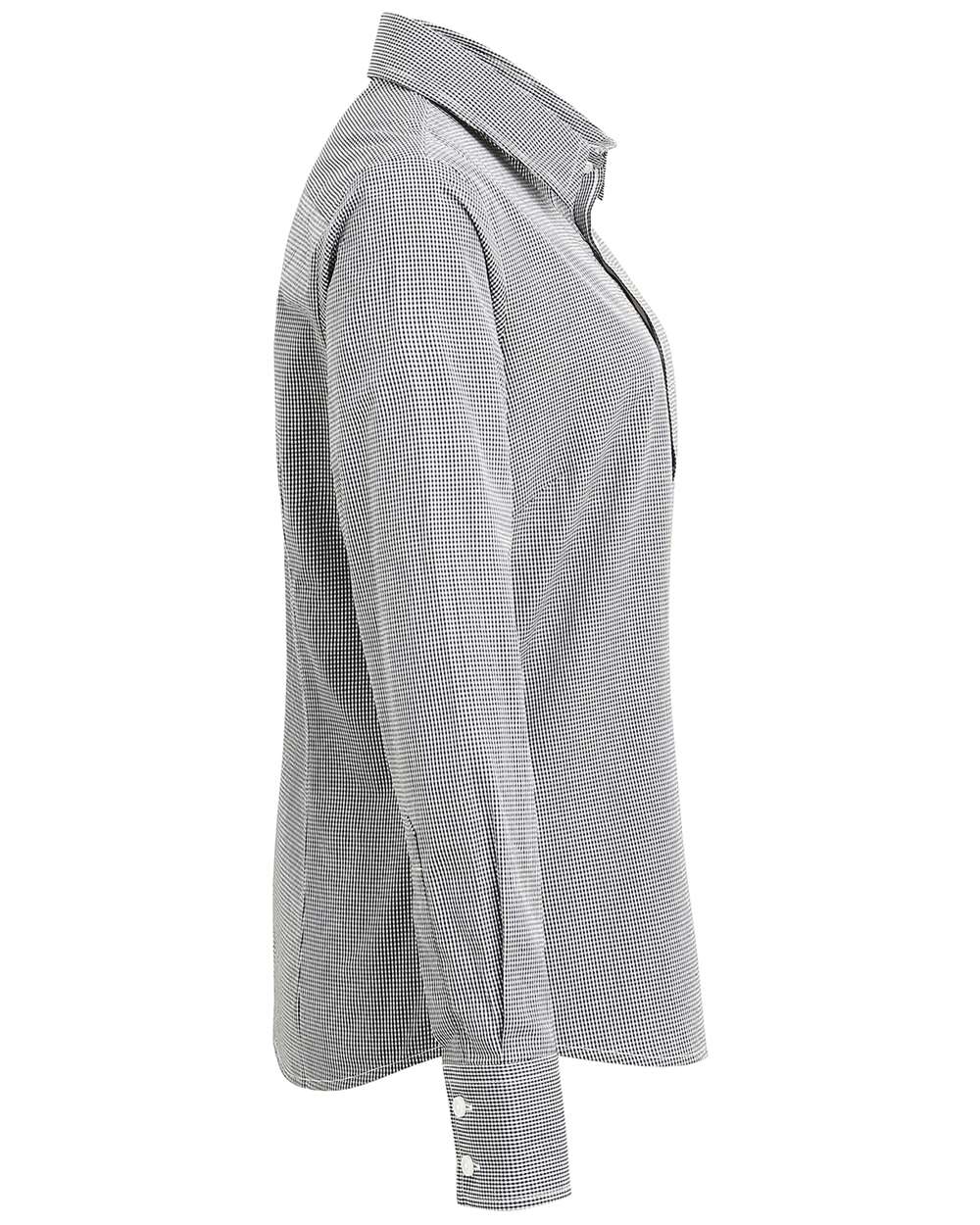 Left View of Black/ White Women's Microcheck Gingham Cotton Shirt - RP320