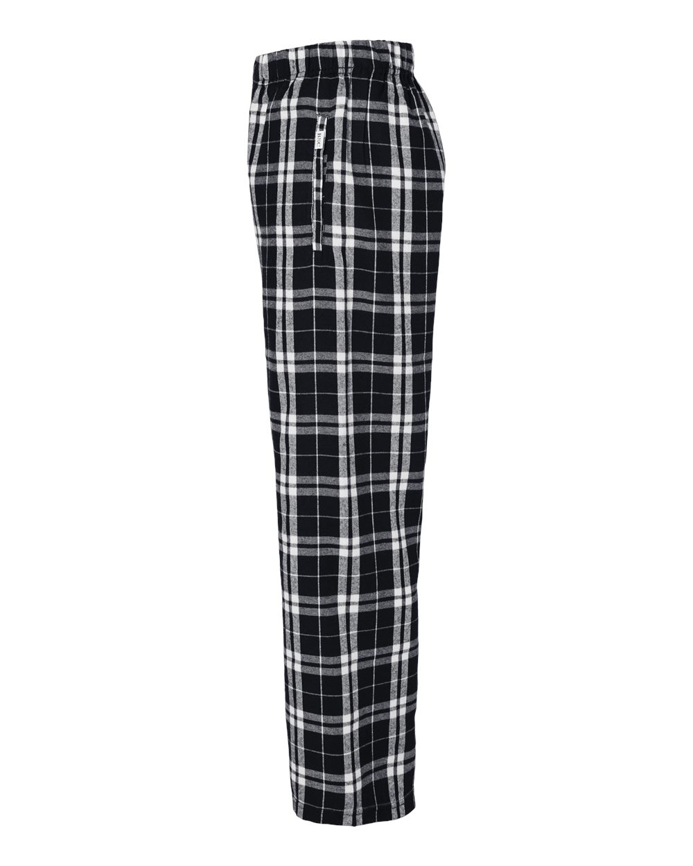 Left View of Black/ White Youth Flannel Pants - BY6624