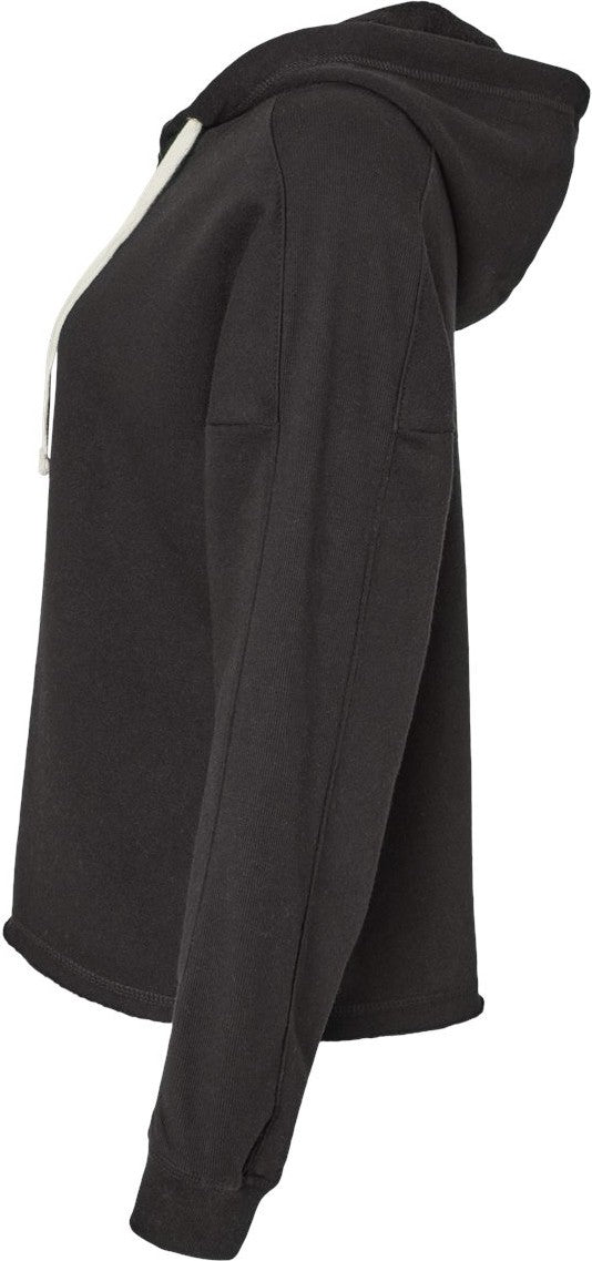 Left View of Black Women's Angel Fleece Crop Hooded Sweatshirt - W23101